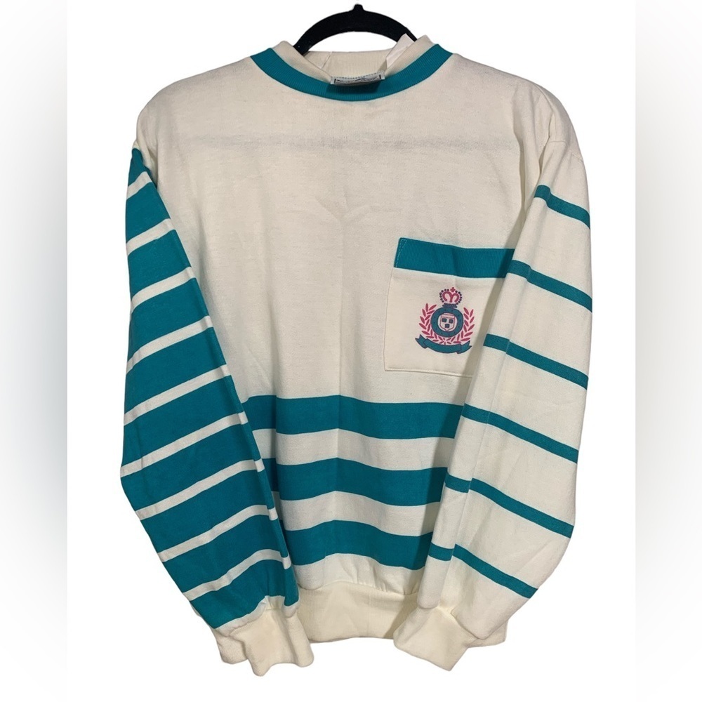 Big Girl Sport Modes Blue and White Stripe Sweatshirt ,NWOT